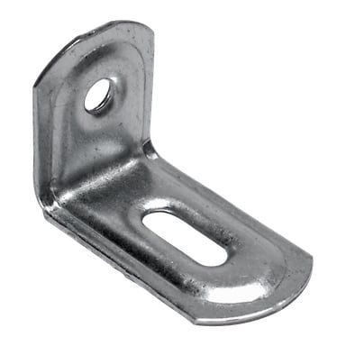 En 20-pakning med Hard Head Furniture Brackets inneholder metall L-formede braketter, hver designet med én rund og én oval spalte, egnet for å koble sammen eller forsterke flater i rett vinkel.