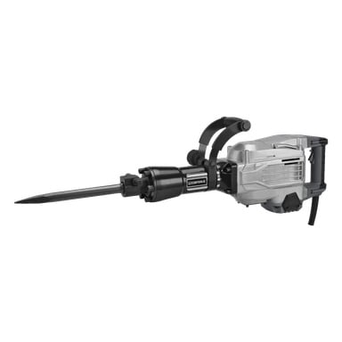 Ein silberner und schwarzer elektrischer JH-W WORK 700 nicht-rotierender Hammer von Meec Tools mit spitzem Meißel und oberem Griff.