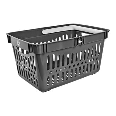 plastikowy kosz Hard Head Customer z białą rączką, o kształcie prostokąta, zaprojektowany z pionowymi i poziomymi szczelinami do wentylacji.