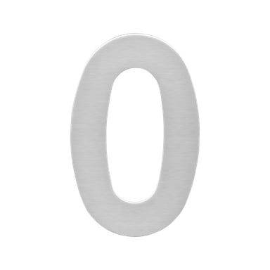 Hard Head -itsekiinnittyvä numero "0", jossa on harjattu hopeinen pinta.