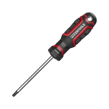 Meec Tools Torx skrutrekker med svart og rødt håndtak og en metallaksel merket T27x100mm S2.