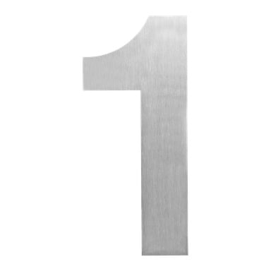 Suuri Hard Head -talon numeronumero, jossa on harjattu hopeanhohtoinen metallipinta.