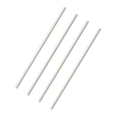 Fyra Papstar-papperssugrör från ett 100-pack är utlagda diagonalt och parallellt med varandra.