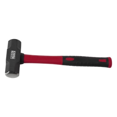 En Meec Tools slägga med rektangulärt metallhuvud och ett svart och rött ergonomiskt gummihandtag med Meec Tools-loggan.