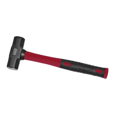 En Meec Tools slägga med svart metallhuvud och ett rött och svart gummihandtag.