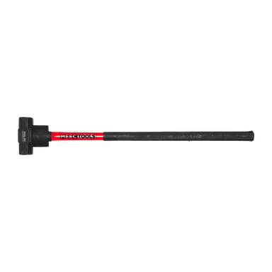 En svart och röd Meec Tools slägga med rektangulärt metallhuvud och långt handtag, med varumärket på handtaget i fet vita och svarta bokstäver.