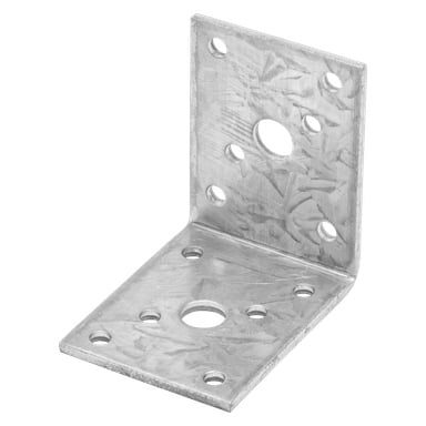 En hard head angle-brakett er en L-formet metallkontakt med flere sirkulære hull på hver side for å feste skruer eller festemidler, vanligvis brukt til å forsterke eller koble deler i en 90-graders vinkel.