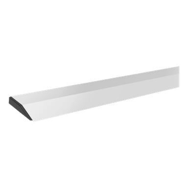 En Meec Tools Straight-edge med lång, vit, trapetsform, platt topp och svarta ändar.