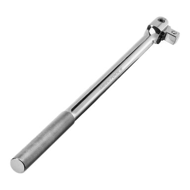 Rękojeść Meec Tools Flex z chromowanym, żebowanym chwytem oraz kwadratową głowicą napędową do poluzowania uporczywych mocowań, z wygrawerowanym napisem "Meec Tools" na rękojeści.