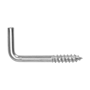 Ett 5-pack med Hard Head Angle Hooks, gjorda av metall med ena änden gängad och den andra som bildar en slät L-form.