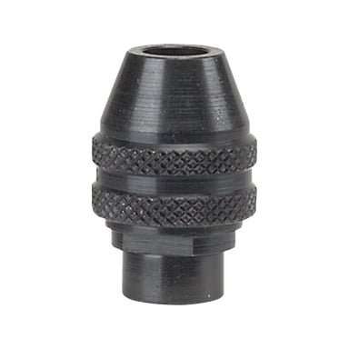 Dremel Quick Chuck 4486 stoi pionowo, prezentując czarną metalową konstrukcję z teksturowanym chwytem, zwężającą się górną częścią i cylindryczną podstawą.