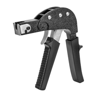 En närbild på Hard Head Assembly-tänger, med en svart och silverfärgad design med texturerade handtag och en metallskärmekanism.