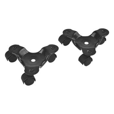 Ett set Hard Head möbelhjul (2-pack), var och en med tre svarta hjul och ett centralt hål, gjort för att enkelt flytta tunga möbler över golv.