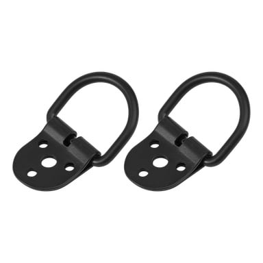 Två svartmetall Hamron Surrings i ett 2-pack, vardera med en platt bas och fyra monteringshål.