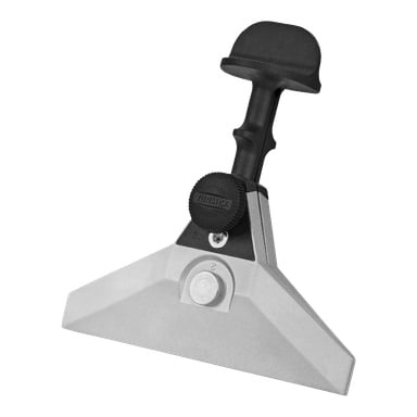 Tormek slipjigg KJ-140 har ett triangulärt metallblad fäst vid ett svart handtag med en justerbar ratt, lämplig för slät- eller skrapningsarbeten.