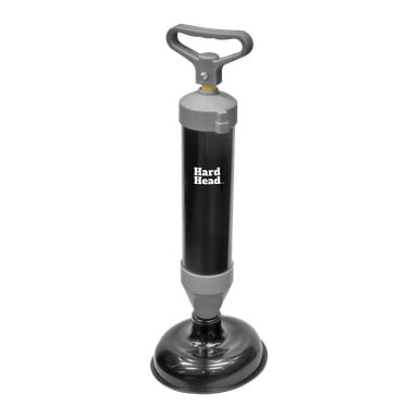 En svart och grå avloppsrensare med pump, designad med ett översta handtag och varumärkesnamnet längs sidan.