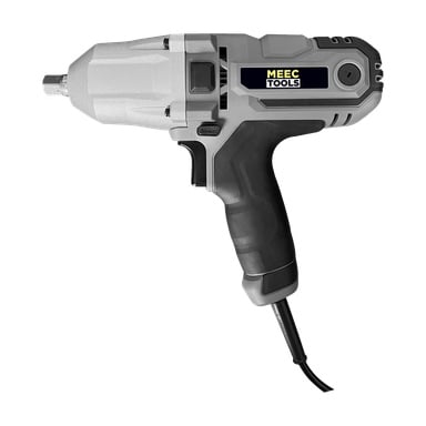 Meec Tools Impact Wrench IW-W HOME 300 har en svart og grå kropp med en "MEEC TOOLS"-etikett, vist med ledningen.