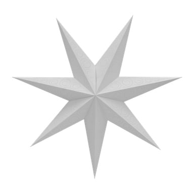 EKVIP White Advent-stjärnan har åtta skarpa, förlängda spetsar med subtila virvlingsmönster på varje.