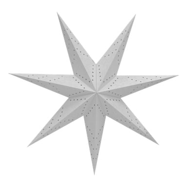 EKVIP White Advent-stjärnan har en symmetrisk åttauddig form med små perforerade hål på varje punkt.