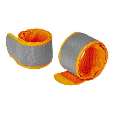 Två Kayoba Outdoor Reflector-band i ett 2-pack, vardera med grå utsida och klarorange lister och foder.