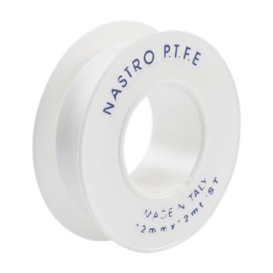 Rolka taśmy uszczelniającej GEKO Thread z napisem NASTRO P.T.F.E, MADE IN ITAL, oraz 12mm x 12mt ST.