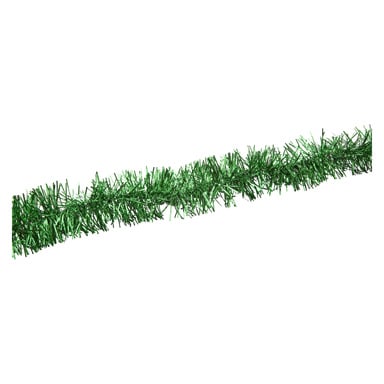 En EKVIP Garland med metalliskt grön glans visas, bestående av smala remsor som ger den ett fylligt, festligt utseende.
