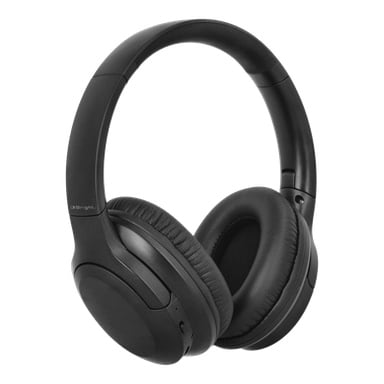 Black Bright Wireless over-ear hörlurar med mjuka vadderade öronkuddar, justerbart huvudband och en strömlinjeformad design med knappar på en öronkåpa.
