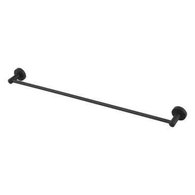 EKVIP Handduksräck har en minimalistisk design med rundade väggfästen i båda ändar och finns i en matt svart metallfinish.