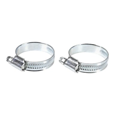 Två Hard Head Hose-klämmor från ett 2-pack visas bredvid varandra.