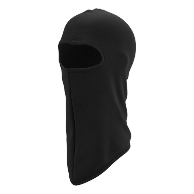 En svart heltäckande balaklava från Kayoba Outdoor, tillverkad av ett flexibelt, åtsittande material som omsluter huvud och hals, med en oval utskärning för ögonen.