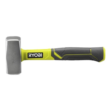 En Ryobi-meiselhammer (modell RHHCH1000) med et metallisk grått hode, et gult og svart håndtak designet med teksturert grep, og Ryobi-logoen synlig på siden av håndtaket.