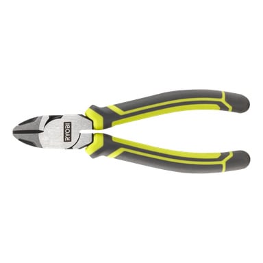 Ett par Ryobi Wire Cutters RHDC160 med svarta och gula ergonomiska handtag och ett silverfärgat metallskärhuvud.