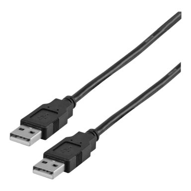 En svart Nedis USB-kabel med standard rektangulære USB A-kontakter og synlige USB-symboler i begge ender.