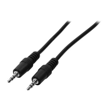 En närbild på två Nedis 3,5 mm kablar med svarta räfflade plasthylsor och metallmanliga kontakter.