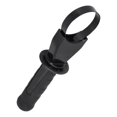 Support Handle F. 011625, en svart oljefilternøkkel, har gummigrep og metalljusterbart bånd for fjerning eller installasjon av filteret.