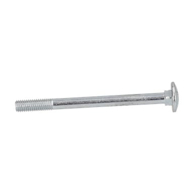 Ett Trolley Bolt Garagetält: en silverfärgad metallbult, gängad i vänster ände med ett slätt, rundat huvud på höger sida.