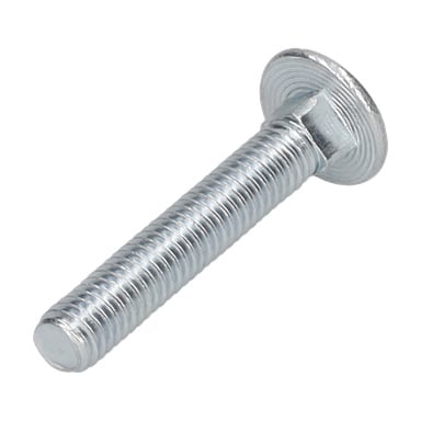 Närbild på Trolley Bolt Garage-tältets metallbult, som visar dess platta runda huvud och gängade axel.