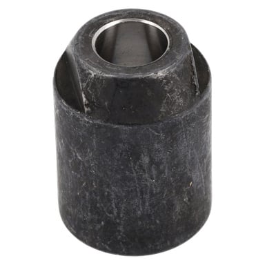 Närbild av en cylindrisk nitpistol käklock med en hexagonal öppning och en mörk, synligt sliten yta efter frekvent användning.
