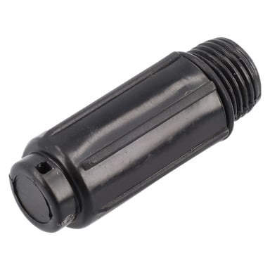 plastikowa sprężarka korek olejowych z gwintowanym końcówką i żebrowanym cylindrycznym korpusem.