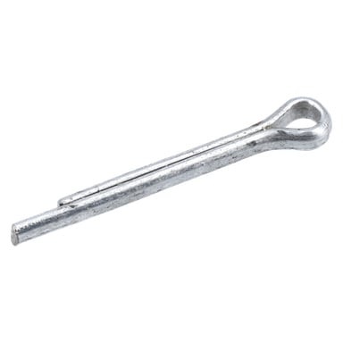 En närbild på en Scissor Stick Boat Trailer splittstift med en rundad ögla i ena änden och två raka taggar.