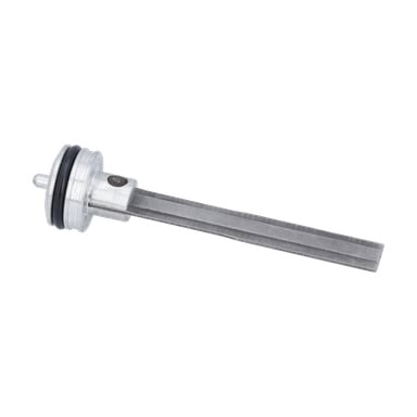 Häftstift för häftpistol med metallisk cylindrisk kropp, dubbla svarta gummi-O-ringar och en spårad, förlängd axel.
