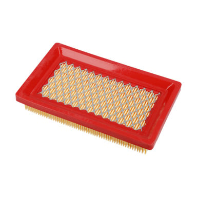 En vinklad vy av ett luftfilter med en rektangulär ram och ett rutnätsmönster format av rader och kolumner inom filtret.