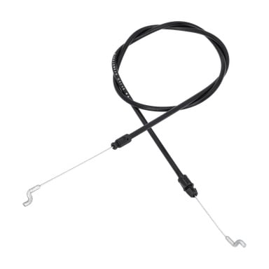Wire Lawn Mower har en sammenrullet, fleksibel svart kabel med metallkroker i hver ende.