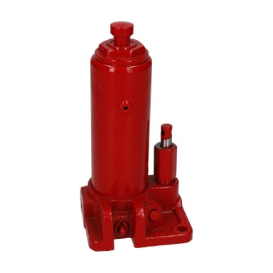 Jack Red New From Sept.2016 stoi pionowo, prezentując cylindryczne nadwozie, podstawę z otworami montażowymi oraz mechanizm podnoszenia.