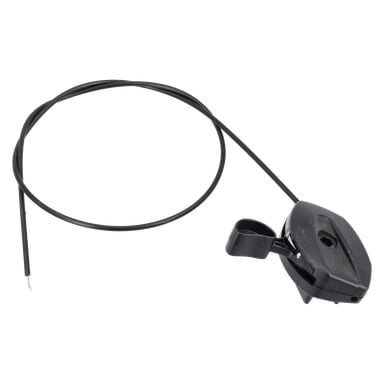 En svart plastspak för gaspjällklipparen med en tunn ansluten kabel, troligen en del av en gräsklipparkomponent.
