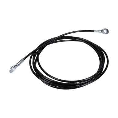 Wires hemmagym har en svart spiralad kabel med metallslingor i varje ände.