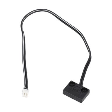 Sensor With Cable F. 003151 to, prostokątny czujnik z dwoma otworami na śruby, połączony z cienkim czarno-białym kablem zakończonym małym białym złączem.