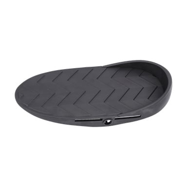 En svart oval plastbricka med upphöjd kant och chevronmönster, inklusive ett litet runt hål och en springa på ena sidan, tillverkad för Pedal Rowing Machine.