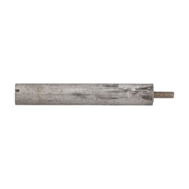 En cylindrisk metallstång med spår och gängad ände, designad som anod för varmvattenberedare.