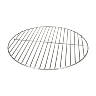 Kolfat-/globgrillen har ett cirkulärt metallgaller med parallella stänger och en rund ram.